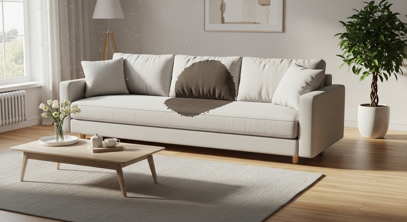 sofa muy sucio de tela